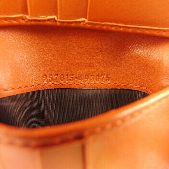 GUCCI W Hook Wallet Gucci Shima Orange Leather Authentic USED T19797 - Picture 7 of 11